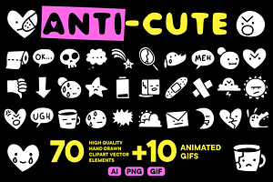 Anti-CUTE | Doodles & GIF Pack, an Emoji Icon by Iris Atelier