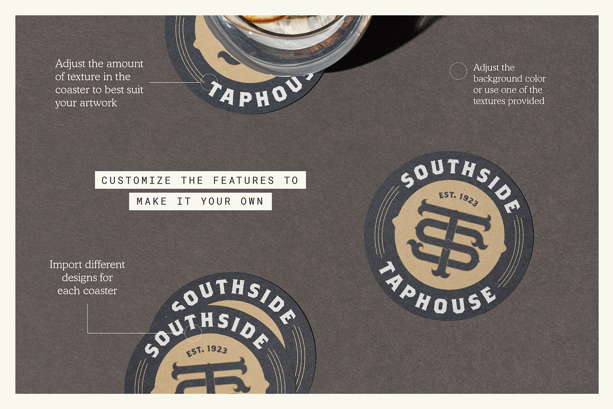 Coaster Scene Mockup, a Cups & Container Mockup by mockstar (Photo 4 of 7)