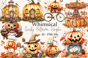 Whimsical Quirky Halloween Pumpkin, a Seasonal Illustration by SVGArt