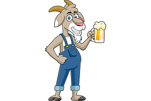 Goat Farmer Cartoon Character, an Illustration by HitToon