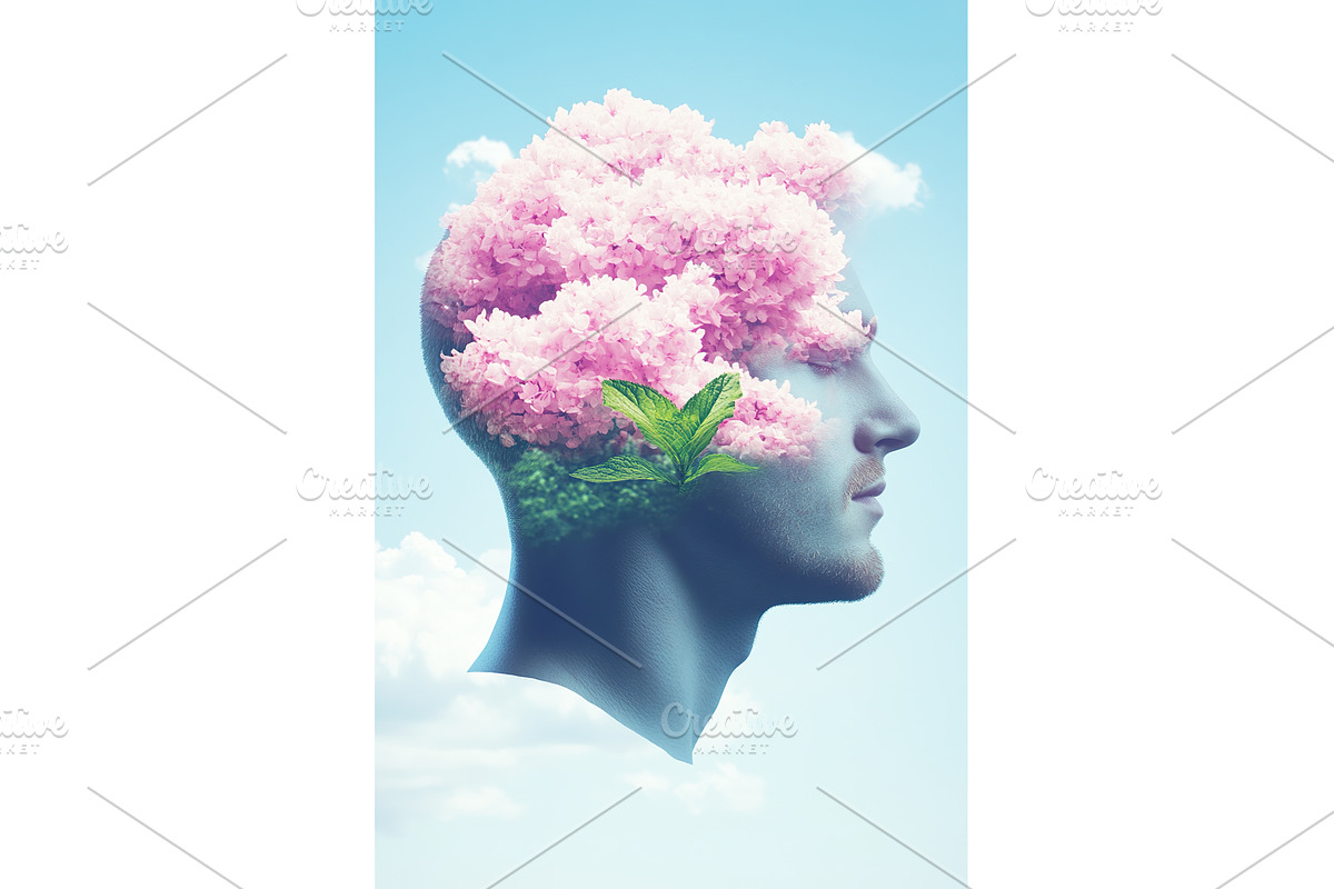Mental wellbeing concept with man s, an Object Illustration by Lermont51