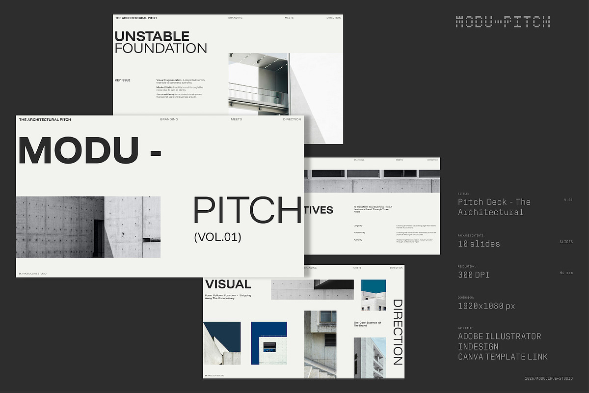 PITCH DECK Architectural Brand, a Presentation Template by Moduclave Studio (Photo 1 of 5)