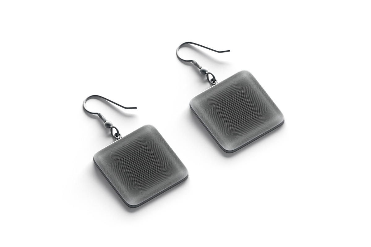 White Square Earring Pair 3D Model, an Object 3D Model by rebrandy (Photo 8 of 9)