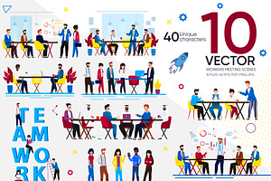 Workers Meeting Vector Scenes