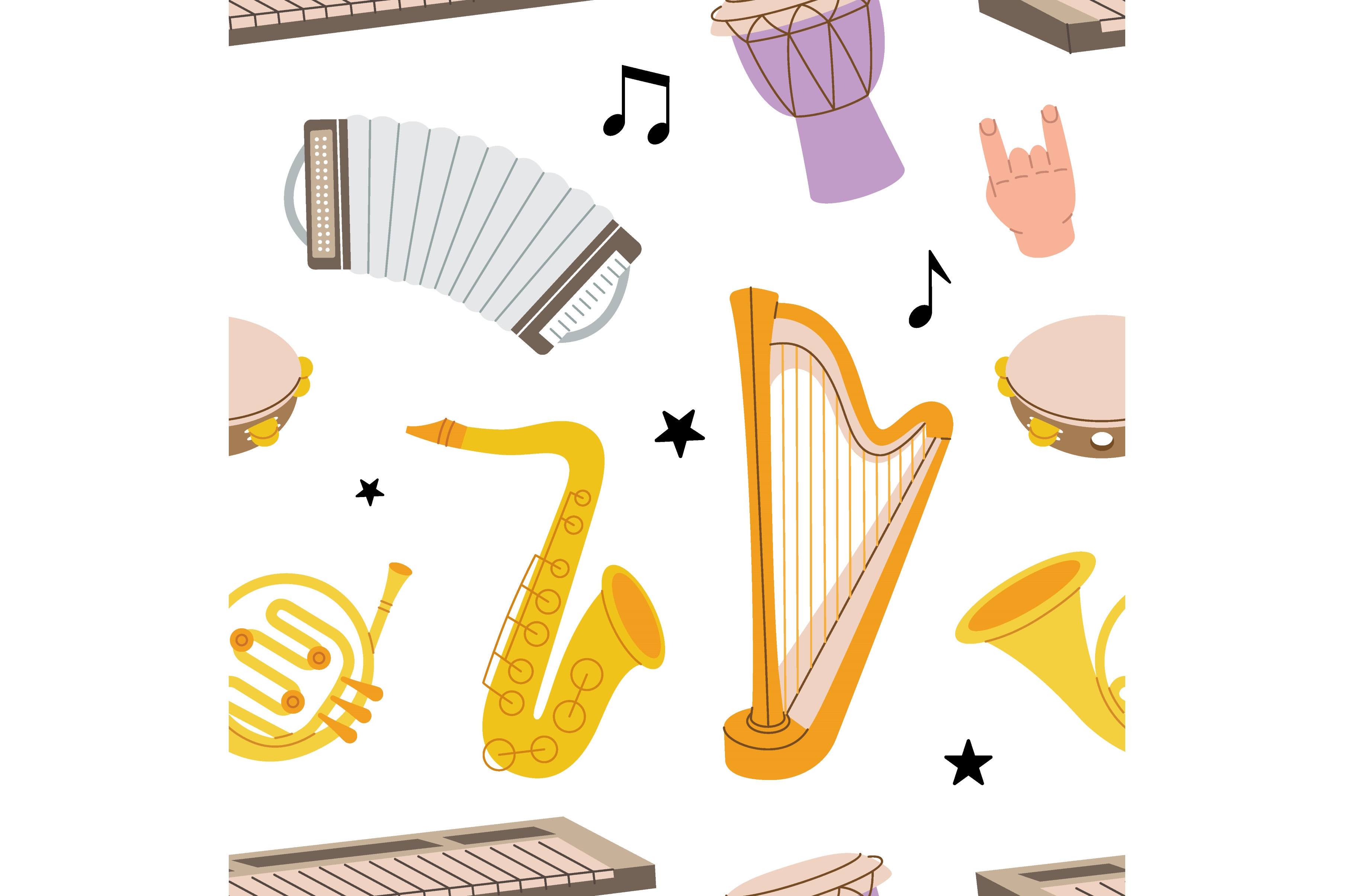 Musical Instruments Pattern Tuba by Graphishop | Creative Market
