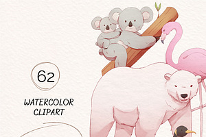 Watercolor Cute Animals Illustration