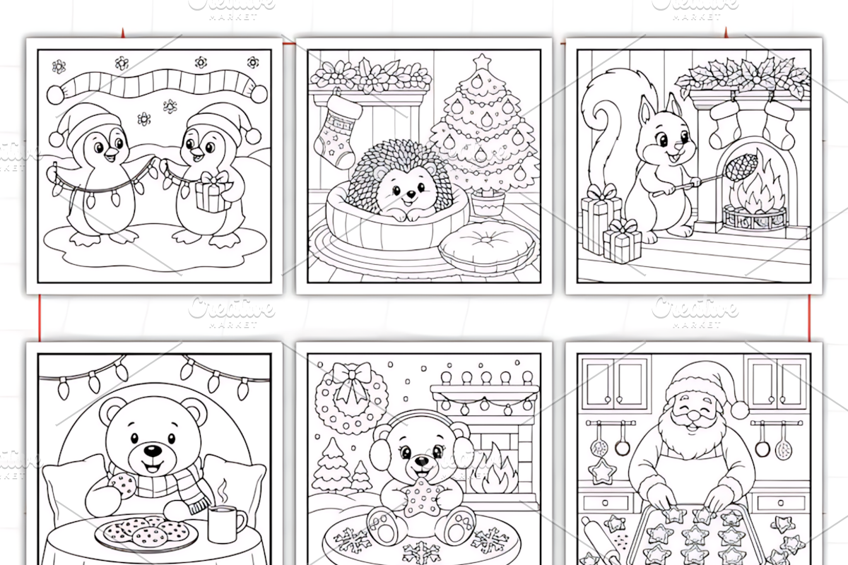 Christmas Hygge Coloring Book, a Seasonal Illustration by Design Station (Photo 2 of 3)