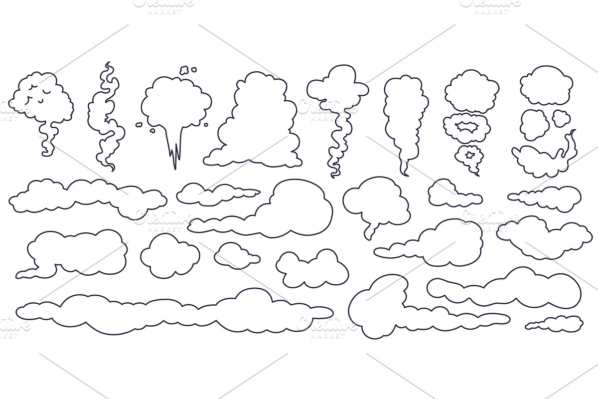 Outline clouds collection. Different, an Illustration by Valerie Bodnar