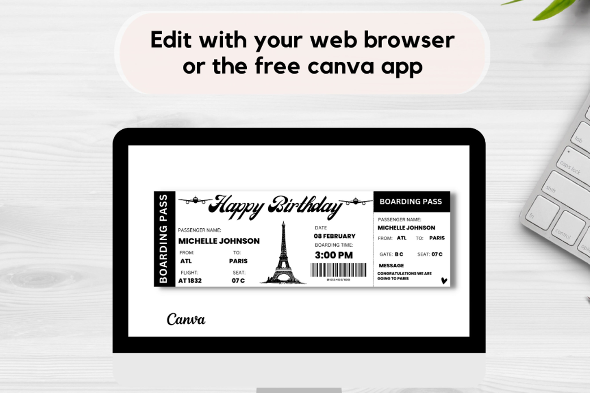 Happy Birthday Boarding Pass, a Card Template by YasdeyDesigns (Photo 5 of 8)
