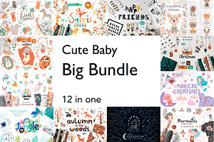 Bundle illustration, baby animals