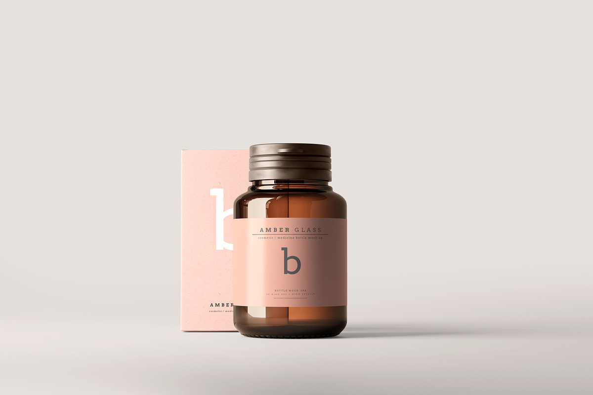Amber Glass Bottle Mockups, a Cups & Container Mockup by pmvch (Photo 5 of 20)
