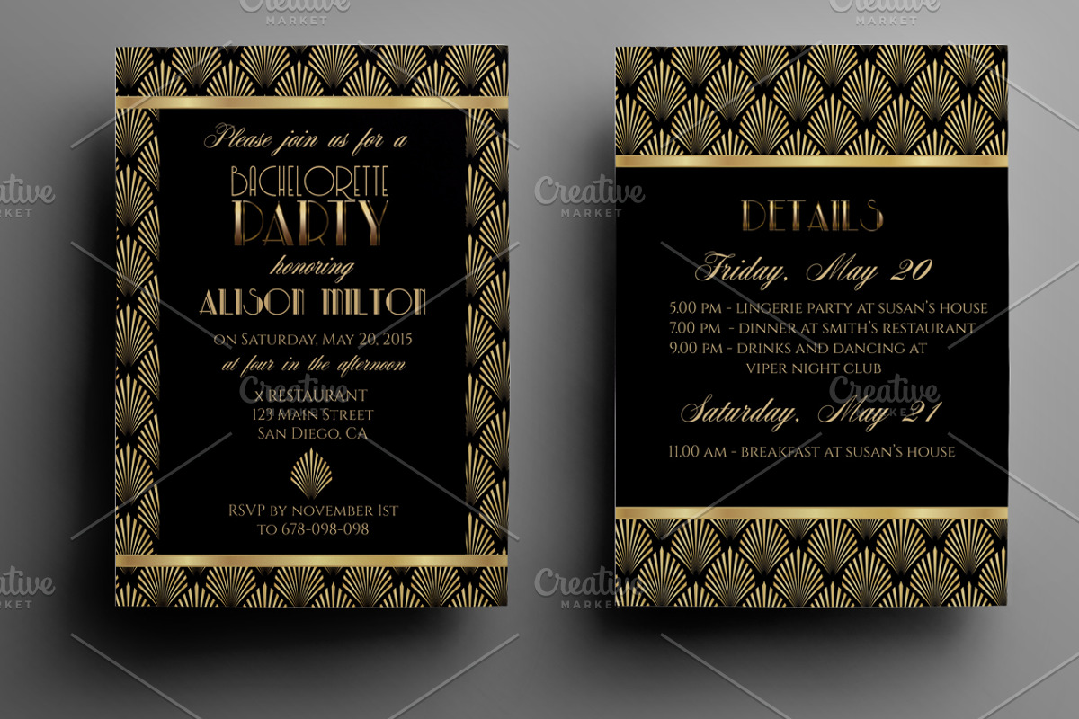 Art deco Bachelorette Party Weekend, an Invitation Template by annago (Photo 2 of 3)