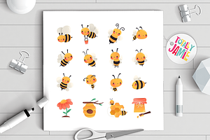 Super Cute Cartoon Honey Bees Set