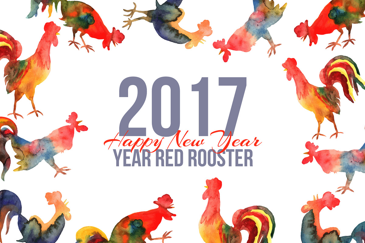 Watercolor roosters, an Illustration by Julycolor (Photo 1 of 7)