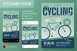 Cycling Tournament Flyer Set, a Flyer Template by Annora Studio