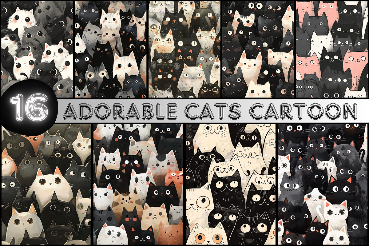 Adorable Cats Cartoon Pattern, a Pattern Graphic by Printable Treasure (Photo 1 of 7)