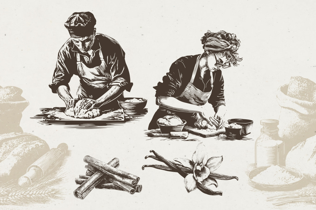 280 Vintage Bakery Illustrations, a Food Illustration by Nocturnal Wolf (Photo 3 of 15)