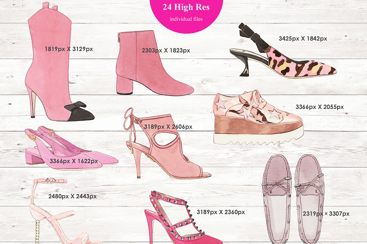 24 WATERCOLOR PAINTED PINK SHOES, an Illustration by Sweet Oh Sour (Photo 4 of 5)