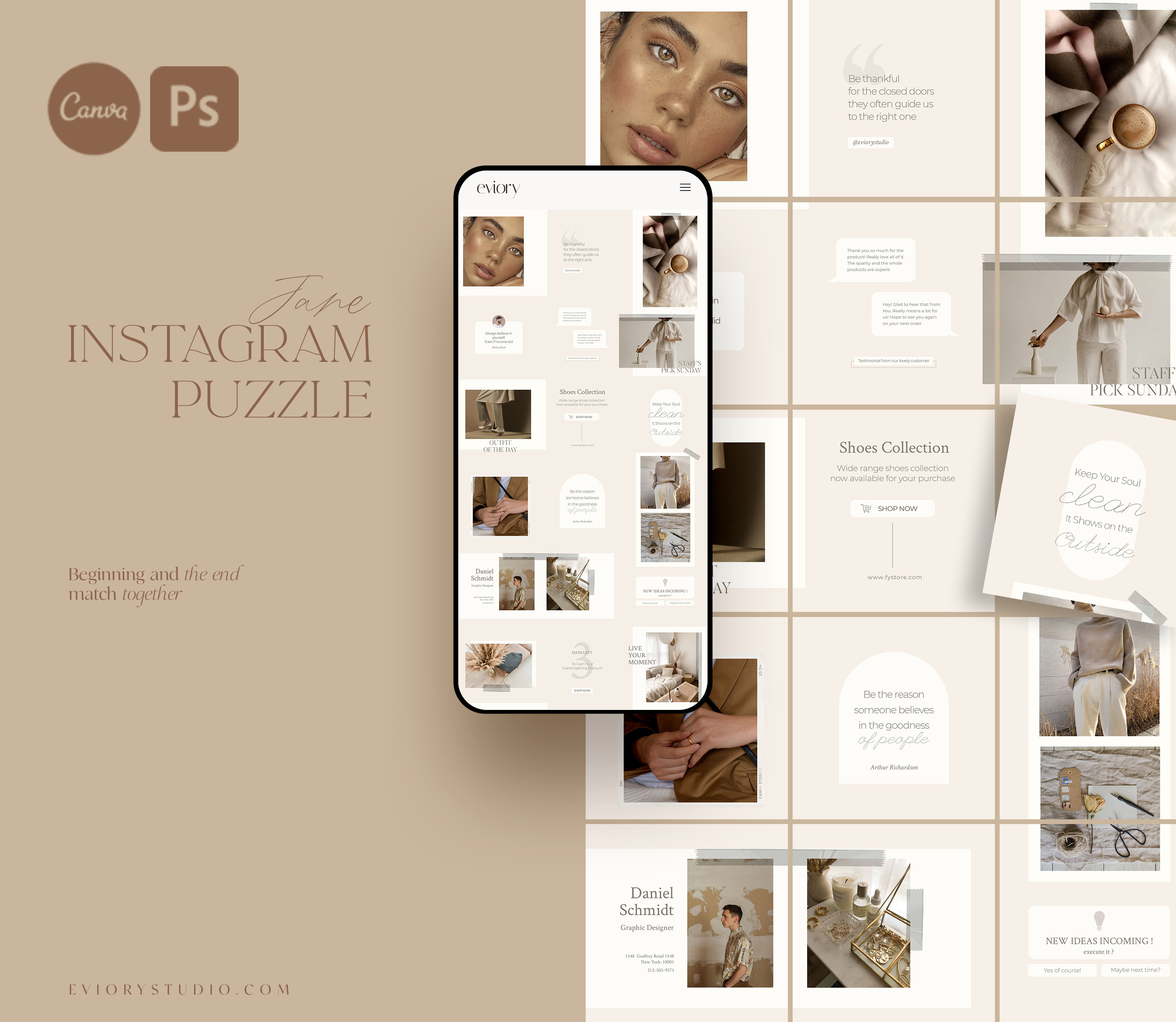 Instagram Puzzle Jane | PS CANVA, a Social Media Template by Eviory