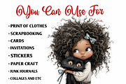 Whimsical Girl with cat clipart, a Person Illustration by fashionaddict (Thumbnail 6 of 7)