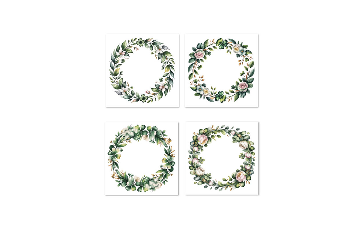 Watercolor wreath with green flowers, a Decorative Illustration by SketchArtStudio (Photo 4 of 4)