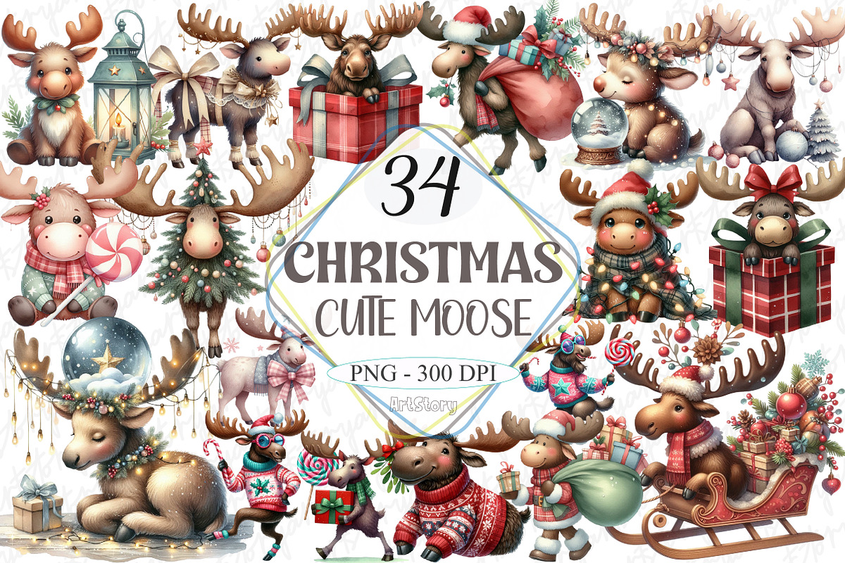 Cute Christmas Moose Sublimation, a Graphic by designcity5 (Photo 1 of 5)