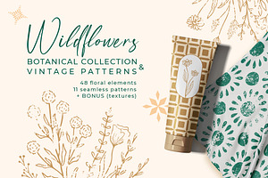 Wildflowers & Vintage patterns, a Pattern Graphic by Yamurchik