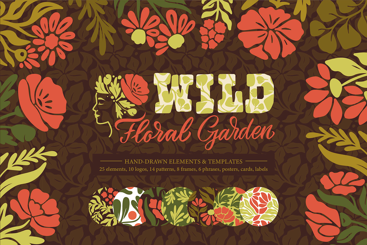 Hand-Drawn Earthy Wildflowers Kit, a Pattern Graphic by Lettering_Logo (Photo 1 of 17)