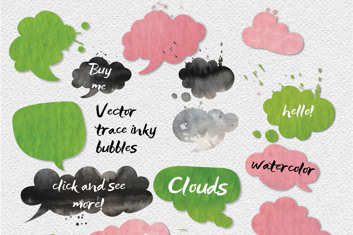 60 speech bubbles!watercolor+EPS, an Object Graphic by holaholga (Photo 2 of 4)