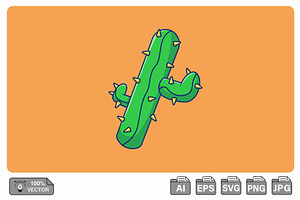 Cowboy Cactus Cartoon Vector Icons, an Object Illustration by Artstorystudio