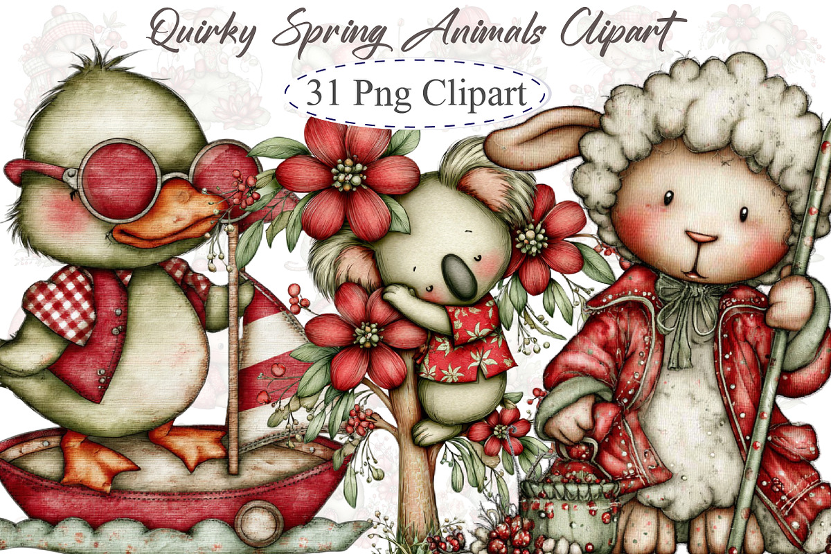 Quirky Spring Animals Clipart, an Illustration by designcity5 (Photo 1 of 5)
