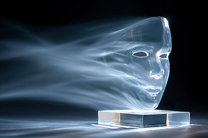 Fluid motion expression captured in art piece with transparent face sculpture, an Arts & Entertainment Photo by AlyaAnd