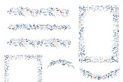 Blue Watercolor Floral Cliparts, a Decorative Illustration by Elena Medvedeva (Thumbnail 5 of 7)
