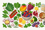 39 Vector Healthy Food Ingredients, an Object Graphic by adenpinkstore (Thumbnail 7 of 16)