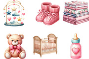 Pink Baby Girl Nursery Clipart, an Illustration by cherrydesign (Thumbnail 1 of 3)