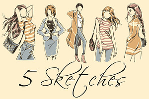 Set 5 Fashion Illustration Sketch