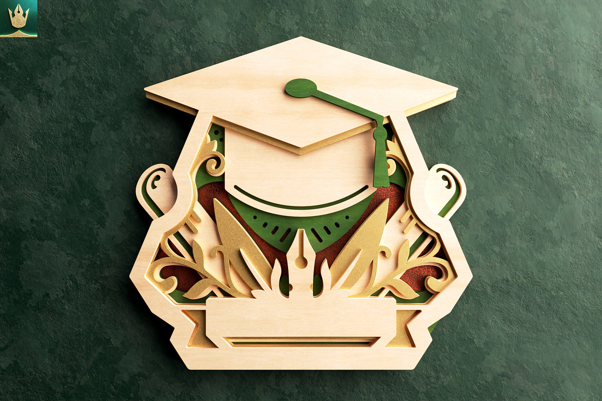 Graduation Cap Wall Art 3D Layered, an Object Illustration by pixaroma (Photo 2 of 8)