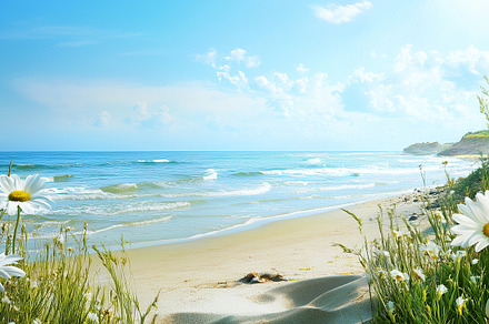 Sunny coastal landscape with gentle, a Nature Photo by MistyDay