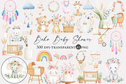Watercolor Boho Baby Shower clipart, an Illustration by Designworld (Thumbnail 1 of 4)
