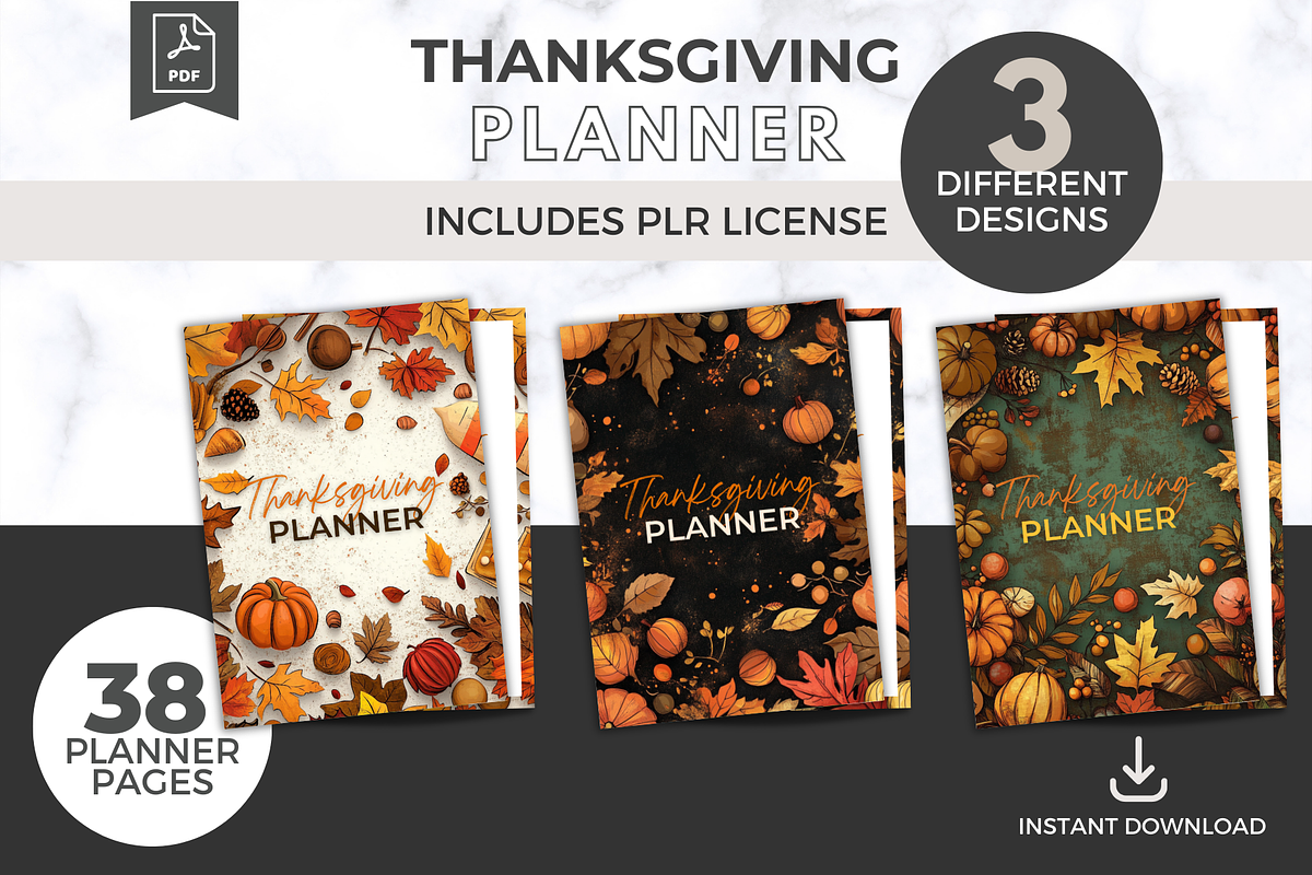 PLR Thanksgiving Planner x 3 Designs, a Design Template by Jennifer Magri Templates (Photo 1 of 9)