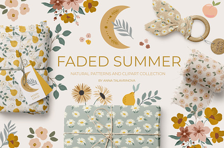 Faded summer natural pattern clipart