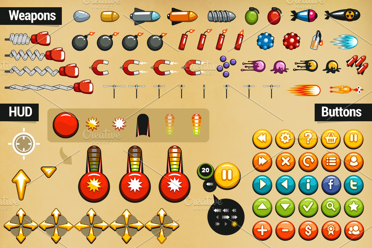 Game Assets for Tank Wars, an Illustration by wowu (Photo 3 of 5)