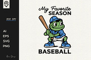 Frog Baseball Player Sports T-shirt, a Sport Illustration by shaondesigns (Thumbnail 1 of 4)