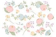 Pastel Flowers Clipart & Vectors, an Illustration by Amanda Ilkov (Thumbnail 2 of 3)