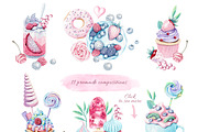 Sweet dessert watercolor set, a Food Illustration by MariArtySpace (Thumbnail 3 of 8)