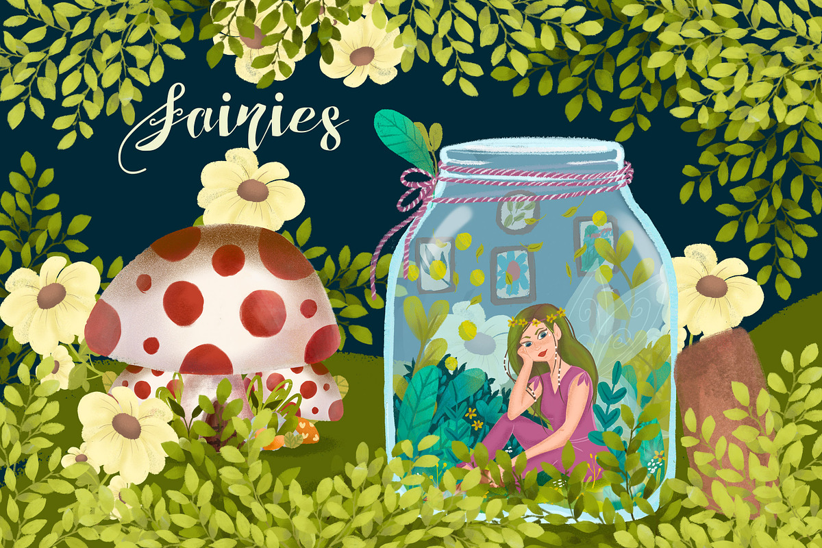 Lovely fairies cliparts, an Illustration by Cute Little Workshop (Photo 2 of 4)