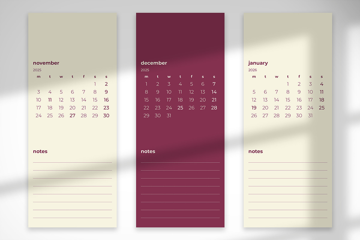 Red Plum 2025 Monthly Calendar, a Print Template by McLittle Stock (Photo 6 of 6)