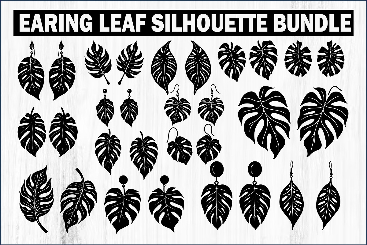 Leaf Earring Silhouette Bundle, an Object Graphic by Creativeshirt (Photo 1 of 16)