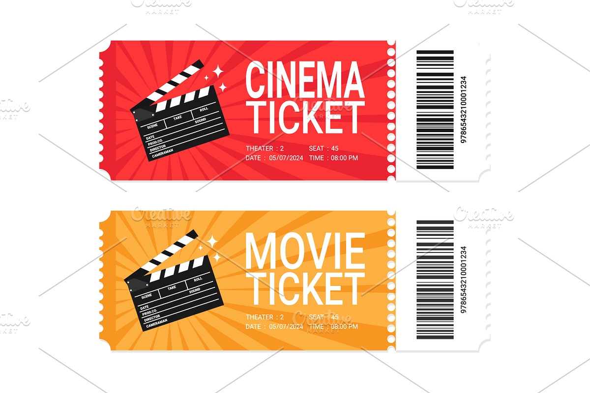 Movie Tickets Design Set, an Object Illustration by PsychocheArt (Photo 2 of 4)
