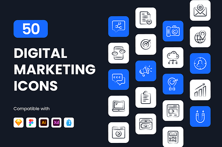 Digital Marketing Icons, an Icon by Brickclay